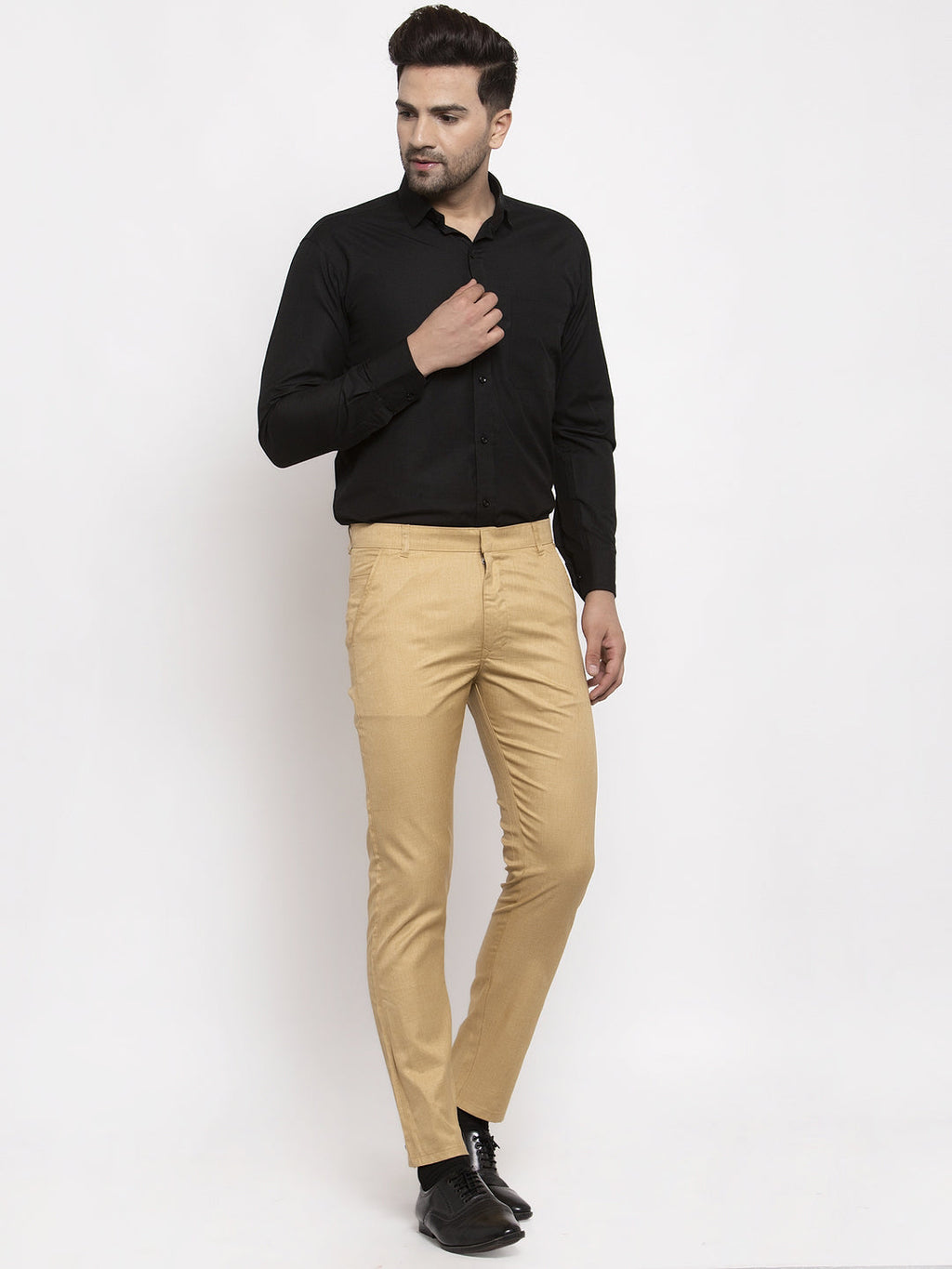 Jainish Men's Beige Cotton Solid Formal Trousers ( FGP 258Beige ) - Distacart