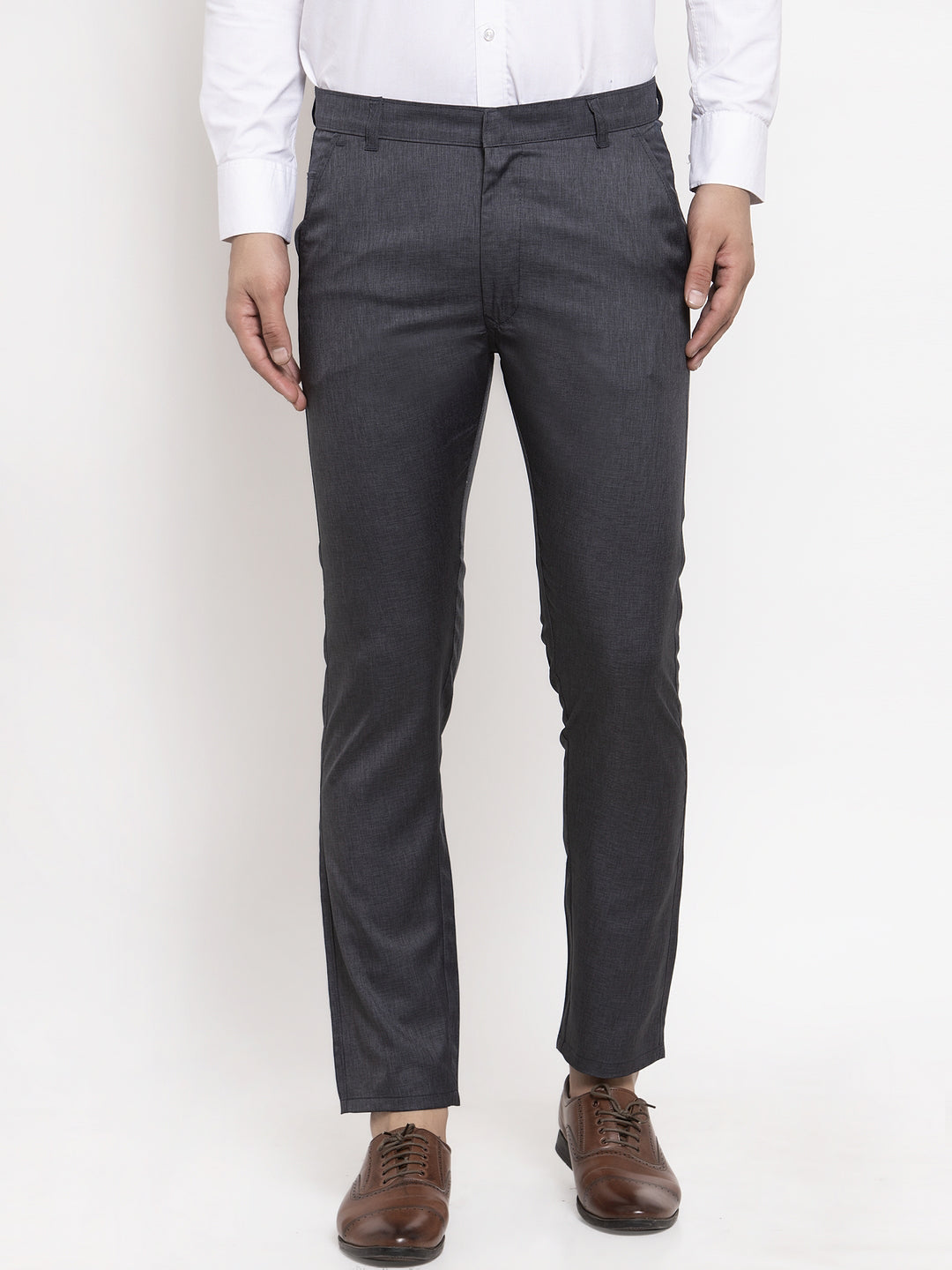 Jainish Men's Black Cotton Solid Formal Trousers ( FGP 258Charcoal ) - Distacart