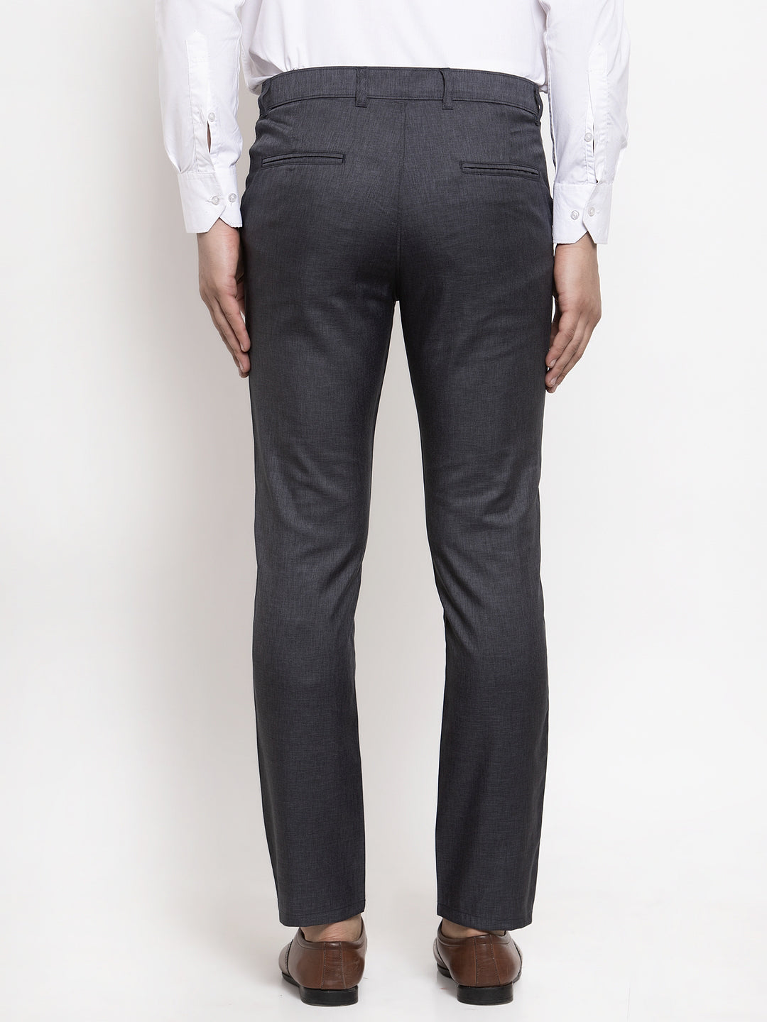 Jainish Men's Black Cotton Solid Formal Trousers ( FGP 258Charcoal ) - Distacart