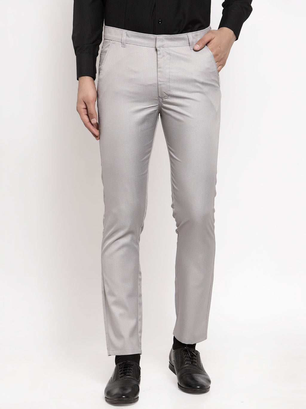 Jainish Men's Grey Cotton Solid Formal Trousers ( FGP 258Light-Grey ) - Distacart