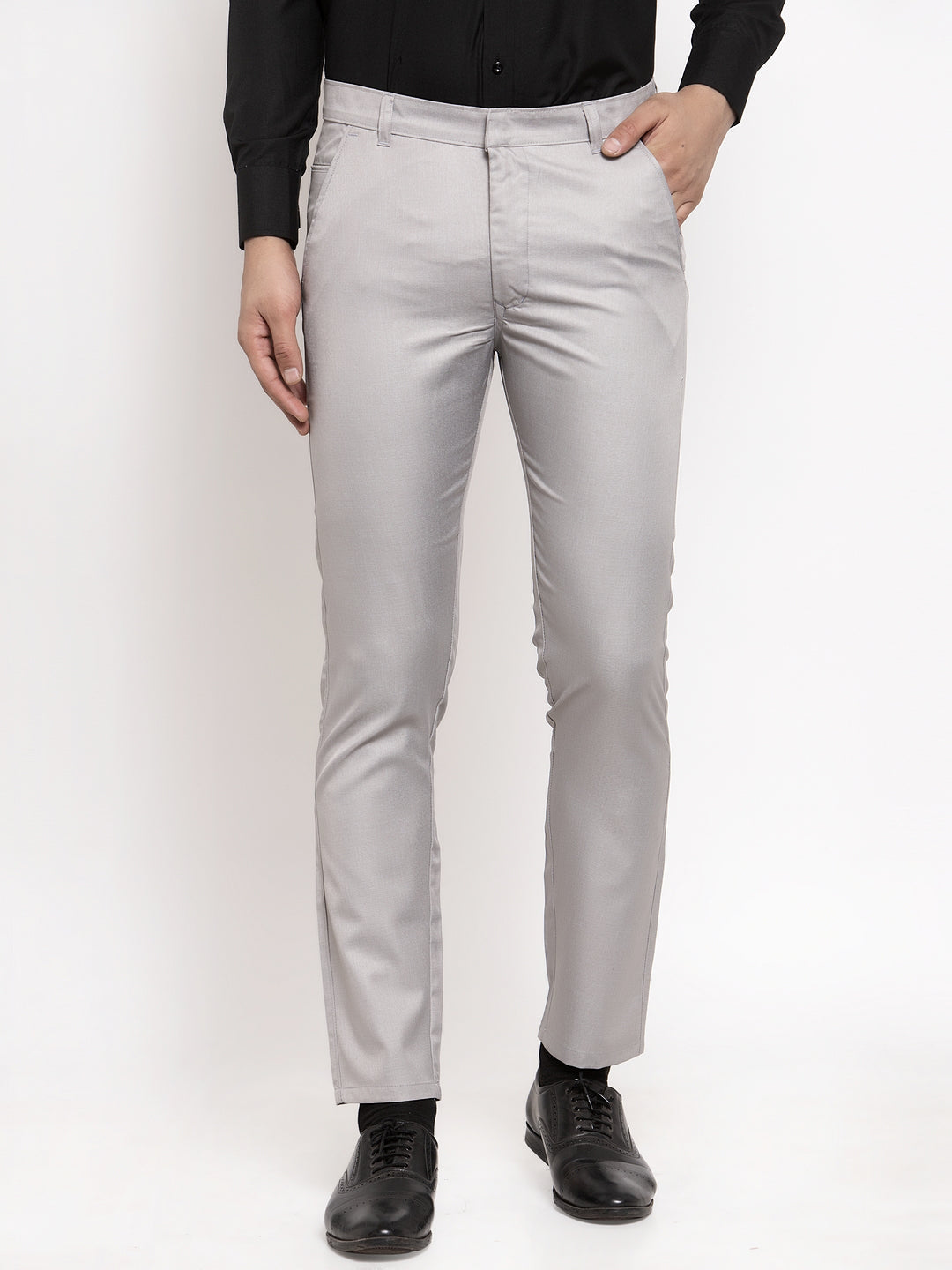 Jainish Men's Grey Cotton Solid Formal Trousers ( FGP 258Light-Grey ) - Distacart