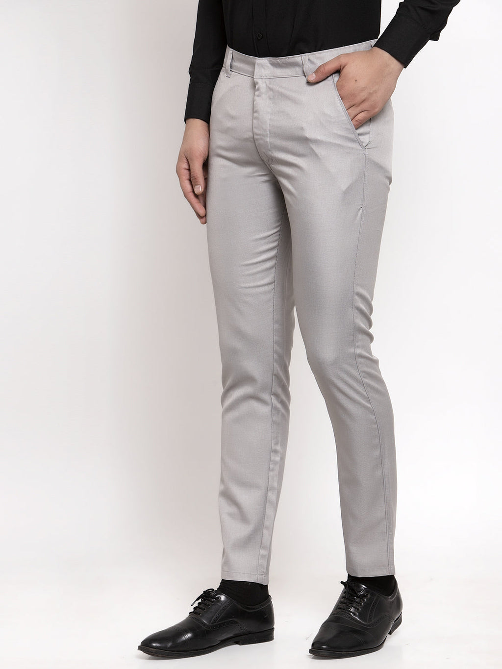 Jainish Men's Grey Cotton Solid Formal Trousers ( FGP 258Light-Grey ) - Distacart