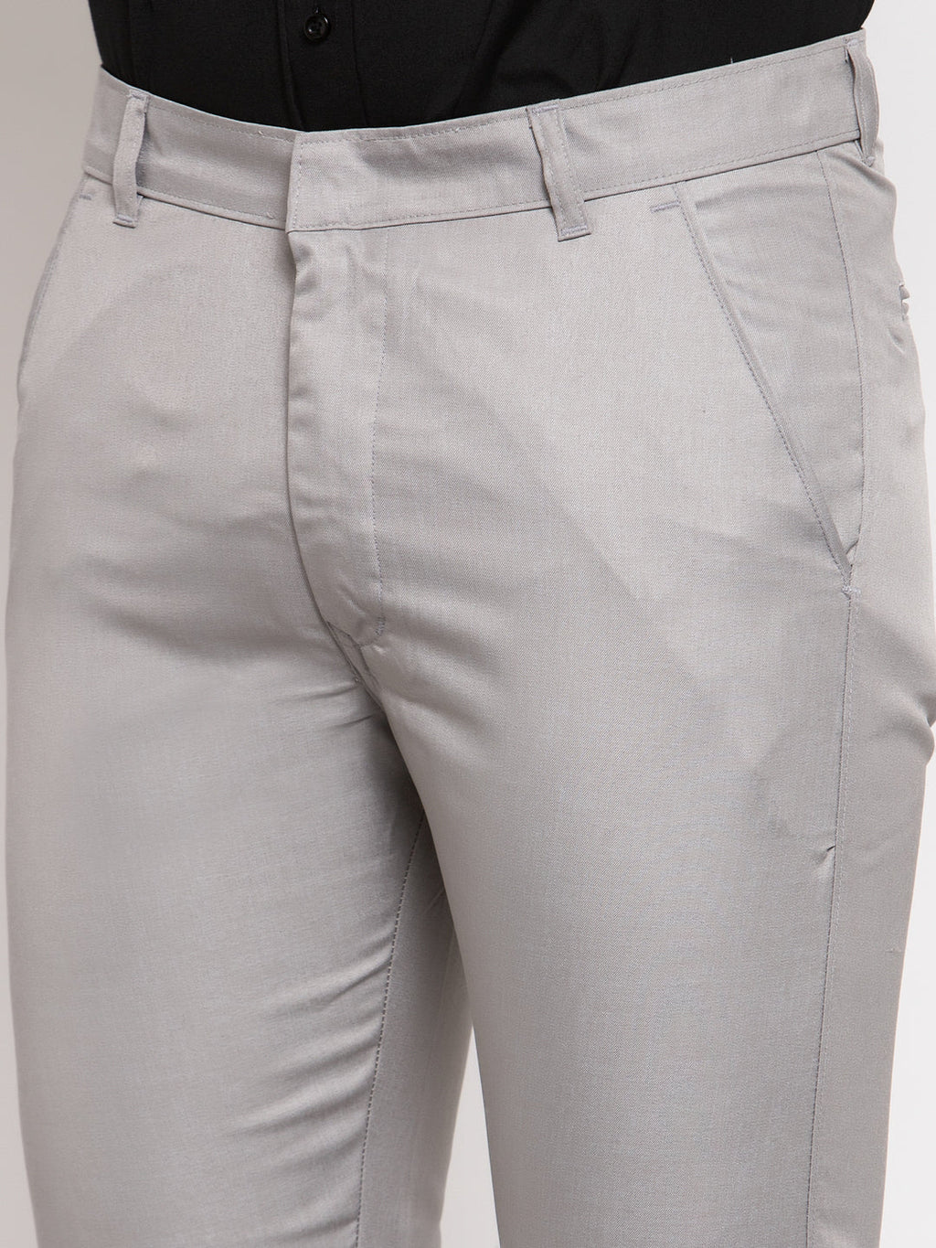 Jainish Men's Grey Cotton Solid Formal Trousers ( FGP 258Light-Grey ) - Distacart