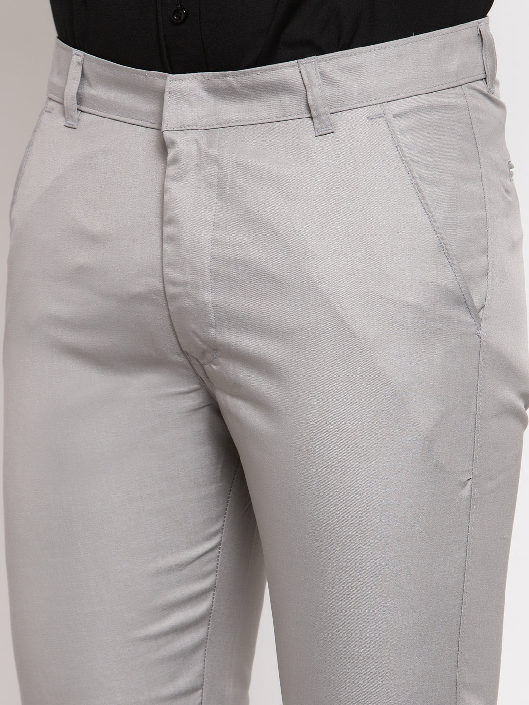 Jainish Men's Grey Cotton Solid Formal Trousers ( FGP 258Light-Grey ) - Distacart