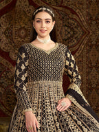 Anaita Black Embroidered Net Stitched Anarkali Suit - Distacart