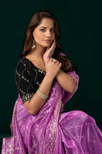 Joban Fashion Lavender Net Party Wear Sarees - Distacart
