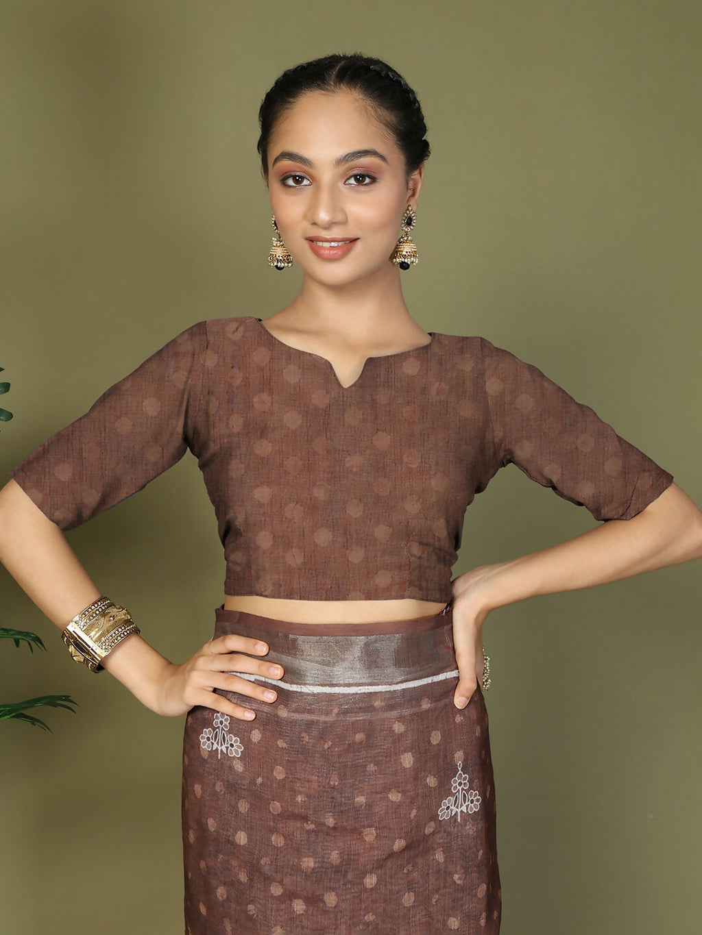 Shree Shyam Fashion Cotton Brown Saree - Distacart