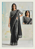 Satin Silk Crepe Saree With Stitched Blouse - Mohmanthan Royal