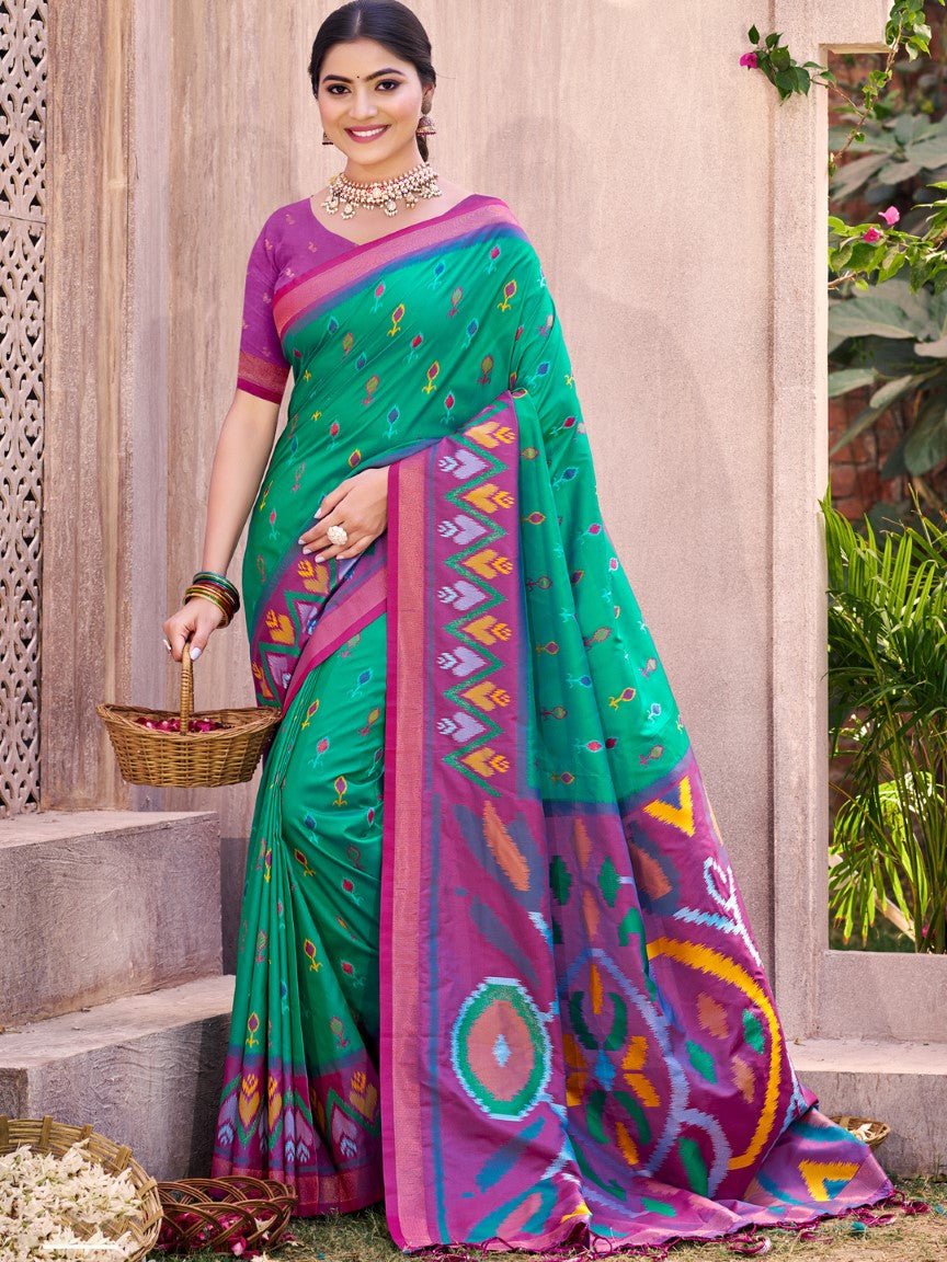 Anaita Green Silk Saree With Blouse Piece - Distacart