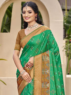 Anaita Green Silk Saree With Blouse Piece - Distacart