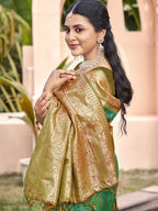 Anaita Green Silk Saree With Blouse Piece - Distacart