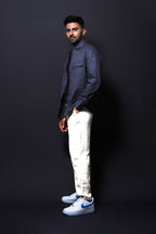Jonesburg Dark Grey Double Pocket Regular Fit Shirt