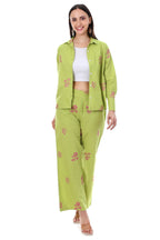 Jaitra Apparels Green Embroidered Premium Pure Cotton Co-Ord Set For Women - Distacart