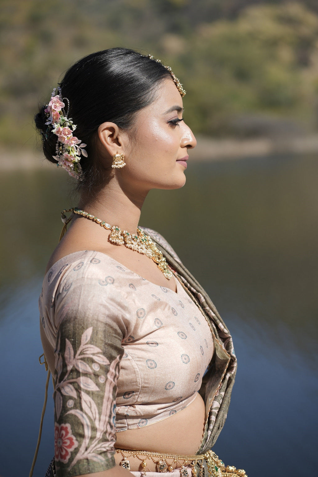 Vedant Vastram Fully Printed Pure Manipuri Silk Lehenga Choli With Blouse & Dupatta - Peach