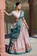 Vedant Vastram Fully Printed Pure Manipuri Silk Lehenga Choli With Blouse & Dupatta - Pink