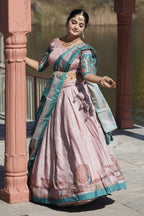Vedant Vastram Fully Printed Pure Manipuri Silk Lehenga Choli With Blouse & Dupatta - Pink