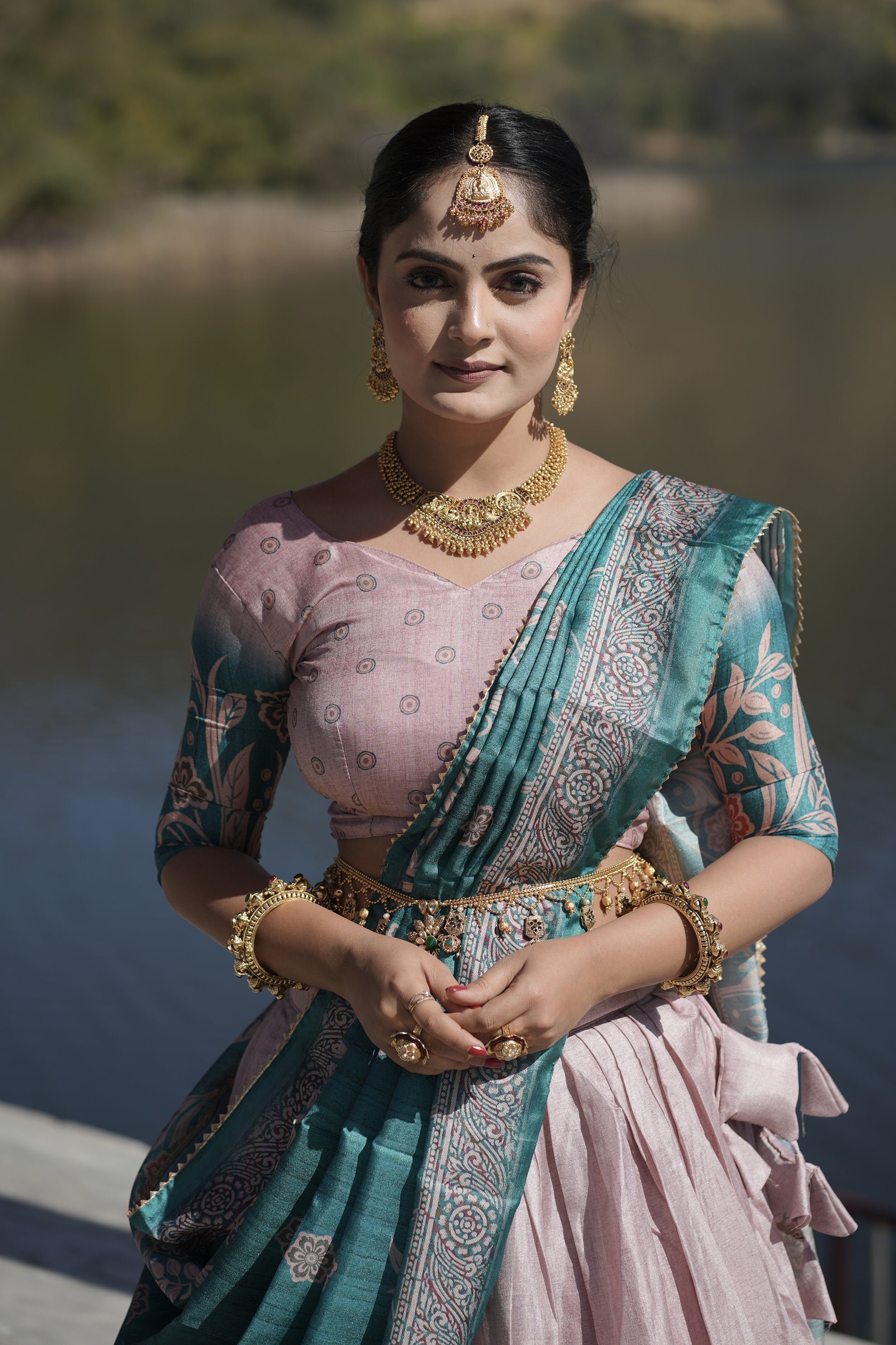 Vedant Vastram Fully Printed Pure Manipuri Silk Lehenga Choli With Blouse & Dupatta - Pink