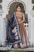 Vedant Vastram Fully Printed Pure Manipuri Silk Lehenga Choli With Blouse & Dupatta - Brown