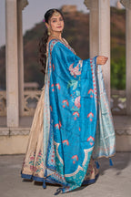 Vedant Vastram Fully Printed Pure Manipuri Silk Lehenga Choli With Blouse & Dupatta - Beige
