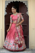 Vedant Vastram Fully Printed Pure Manipuri Silk Lehenga Choli With Blouse & Dupatta - Peach