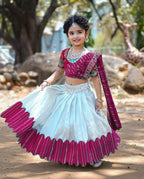 Jyoti Fashion Classy Wine Heavy Chenille Sequins Embroidered Kids Lehenga Choli Set