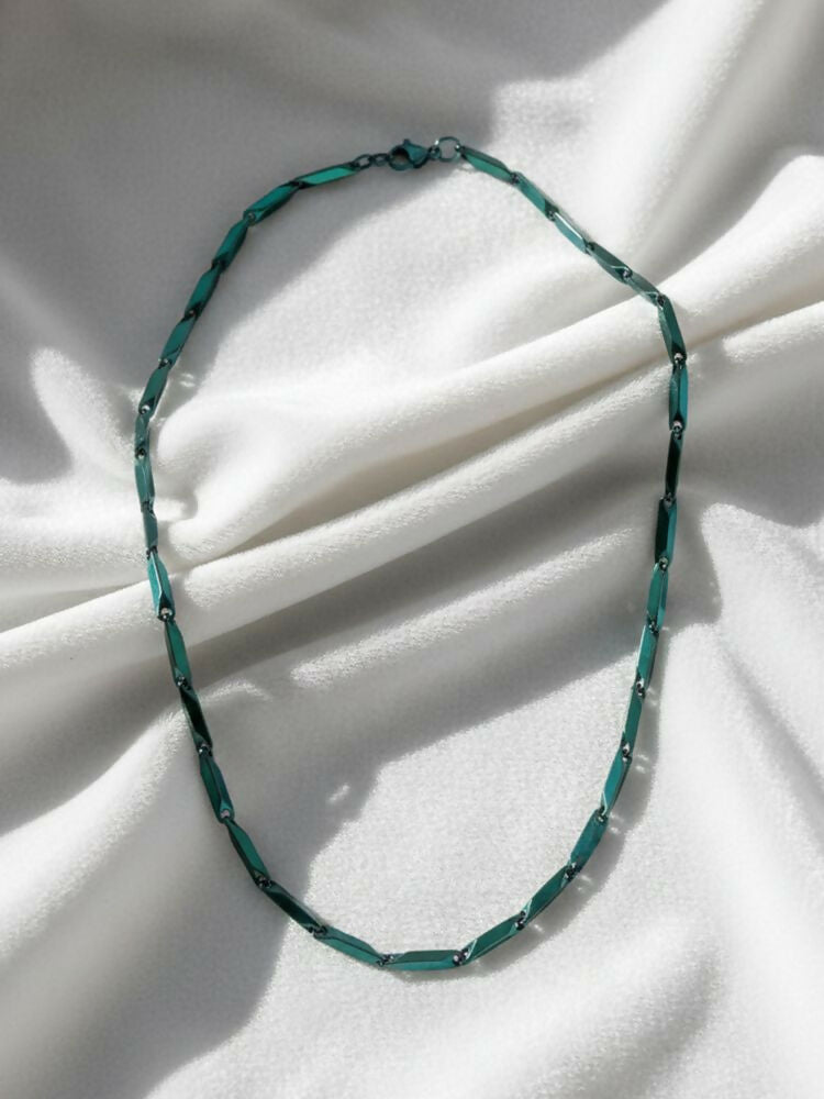 NVR Men's Handcrafted Green Rhodium Plated Chain - Distacart