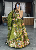 Lehenga Mart Exclusive Printed lehenga Choli for Wedding Wear - Mahendi