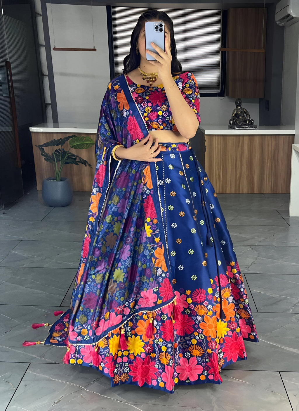 Lehenga Mart Exclusive Printed lehenga Choli for Wedding Wear - Royal Blue