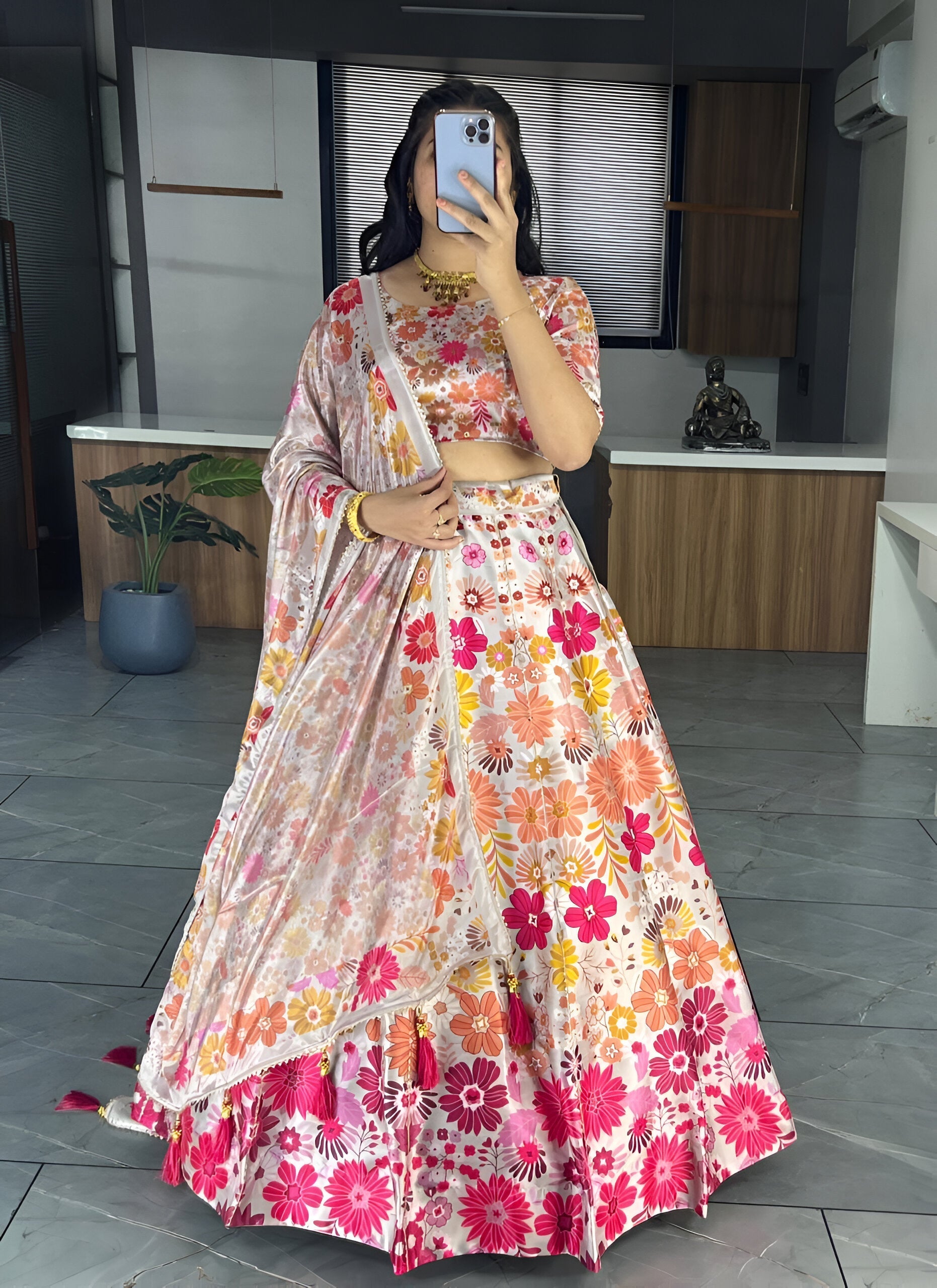 Lehenga Mart Exclusive Printed lehenga Choli for Wedding Wear - White