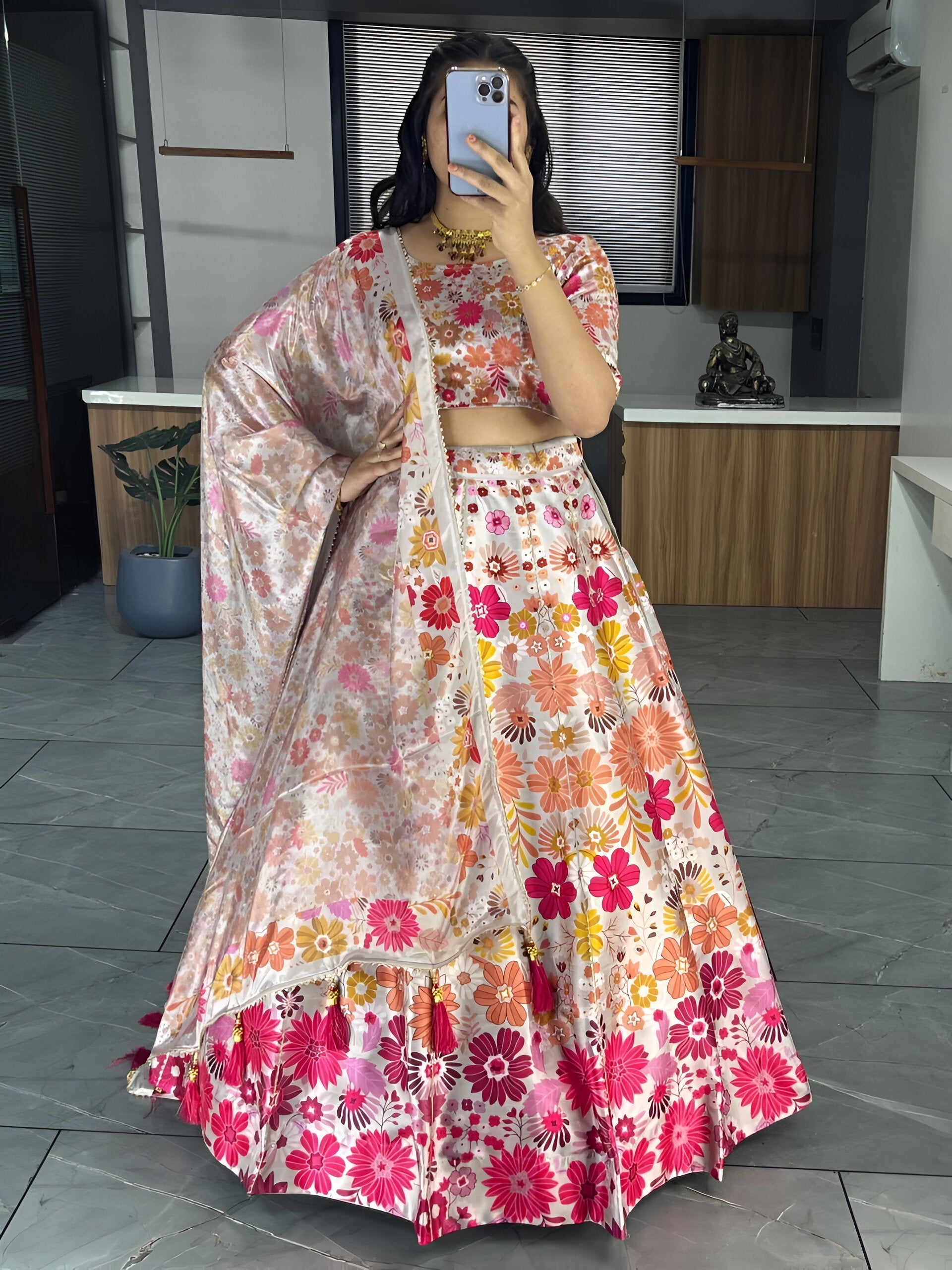 Lehenga Mart Exclusive Printed lehenga Choli for Wedding Wear - White