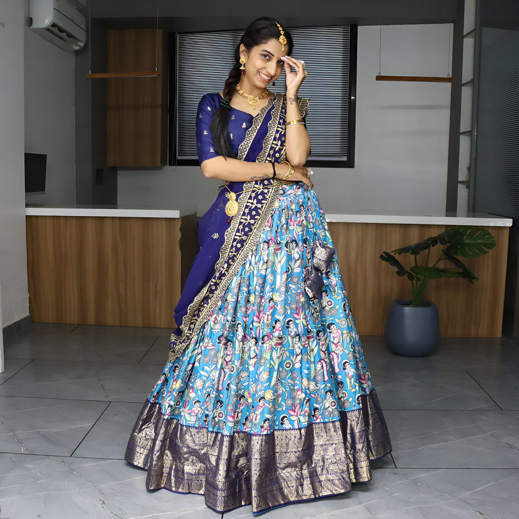 Lehenga Mart Designer Bollywood Style Wedding Lehenga Choli - Firozi
