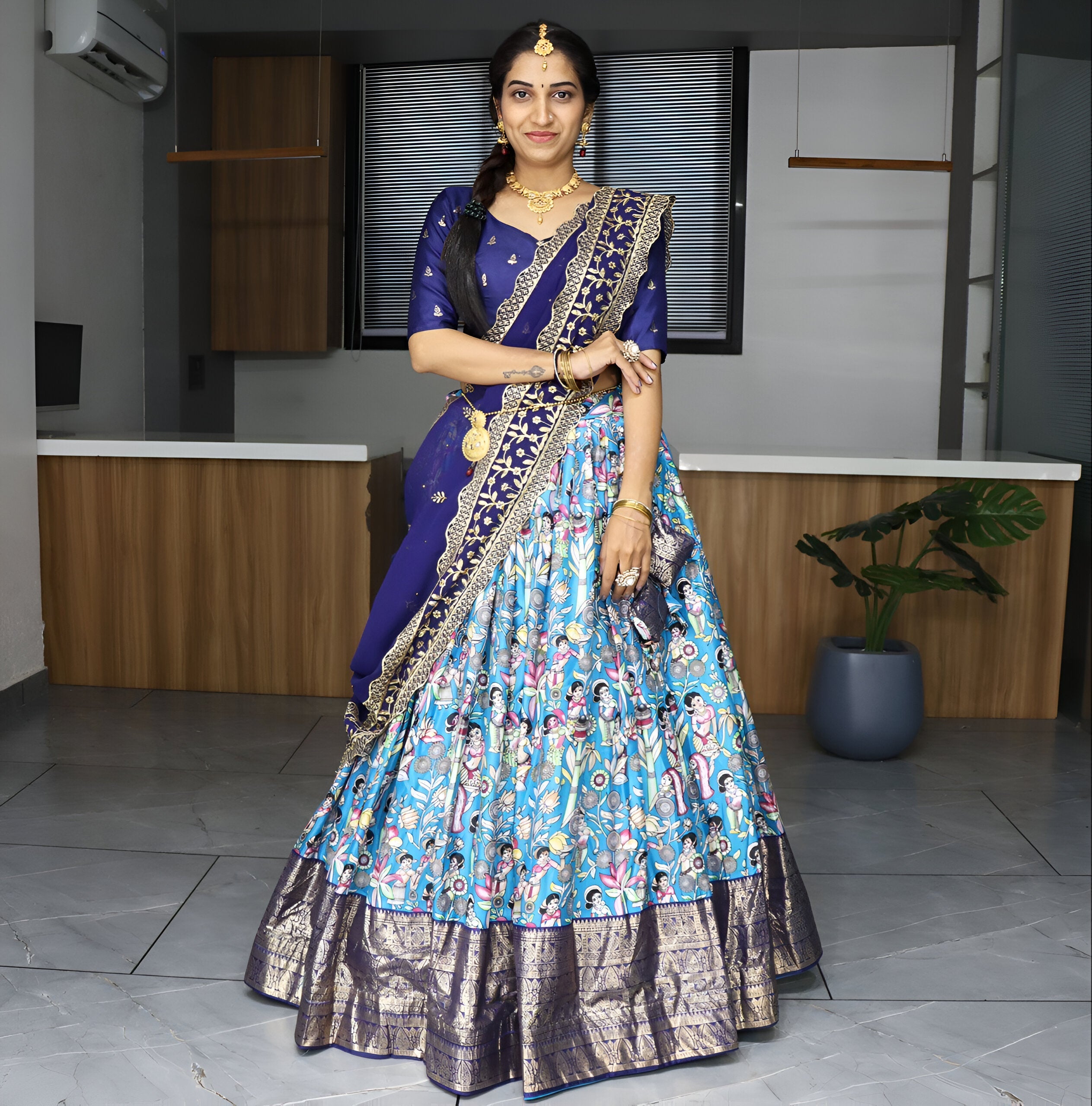 Lehenga Mart Designer Bollywood Style Wedding Lehenga Choli - Firozi