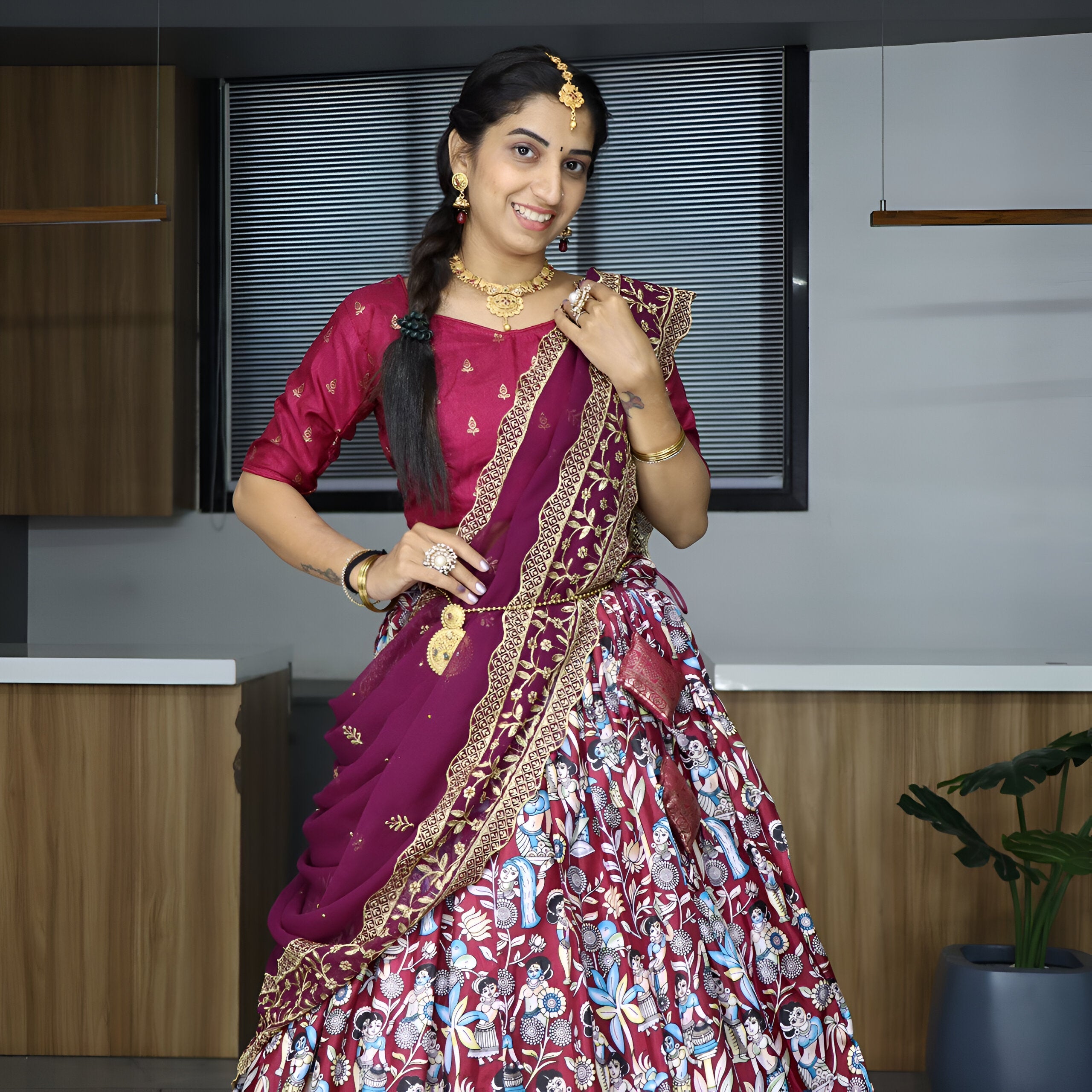 Lehenga Mart Designer Bollywood Style Wedding Lehenga Choli - Wine