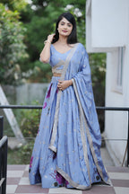 Lehenga Mart Designer Bollywood Style Wedding Lehenga Choli - Firozi