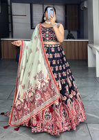 Lehenga Mart Designer Art Silk Printed Lehenga Choli - Black