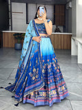 Lehenga Mart Designer Art Silk Printed Lehenga Choli - Blue