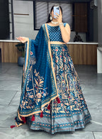 Lehenga Mart Designer Art Silk Printed Lehenga Choli - Rama