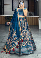 Lehenga Mart Designer Art Silk Printed Lehenga Choli - Rama