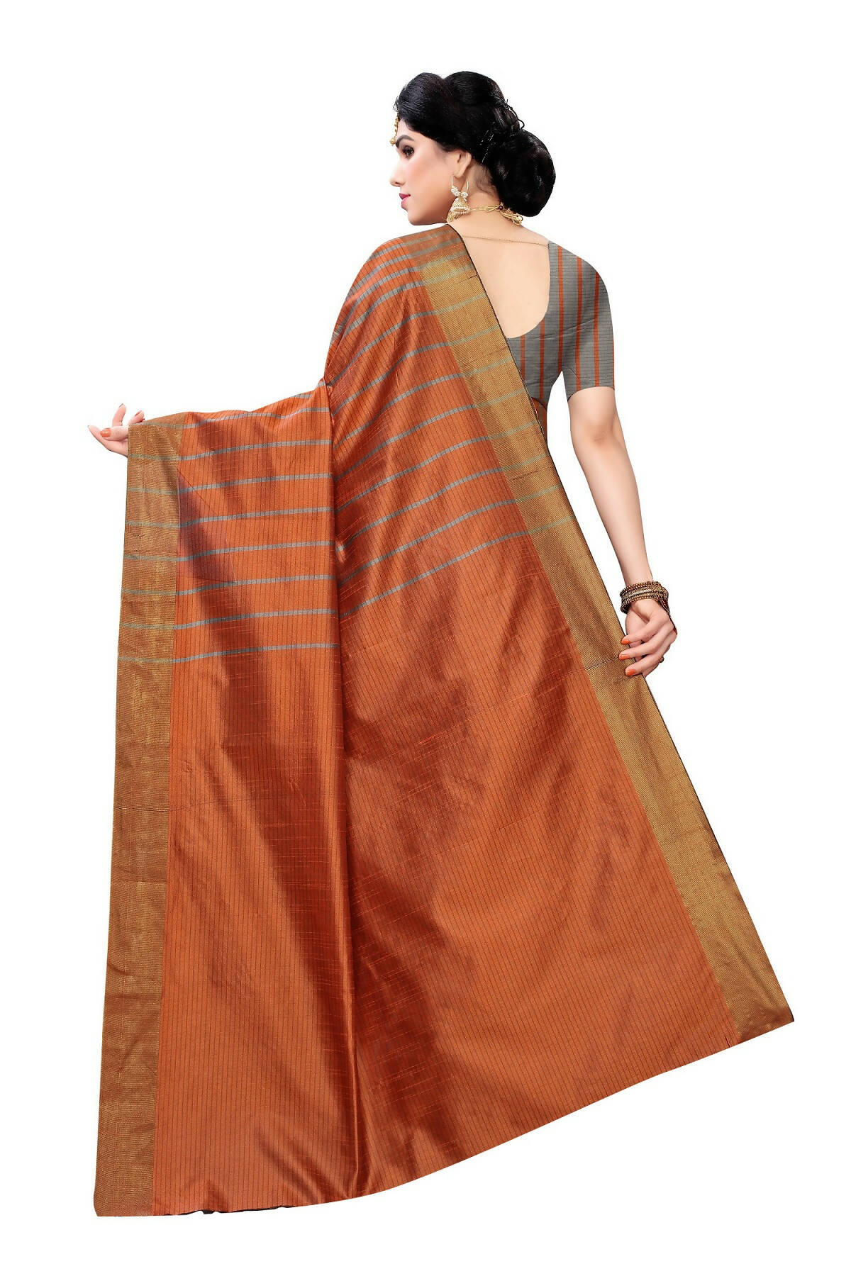 Vamika Brown Cotton Silk Weaving Saree (Paithani Chiku) - Distacart