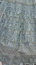 Jyoti Fashion Women's Aqua Heavy Net Fancy Dori, Multi Thread, Rainbow Sequins and Diamond Work Wedding Lehenga Choli