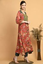 Joban Fashion Red Maslin Kurta Set
