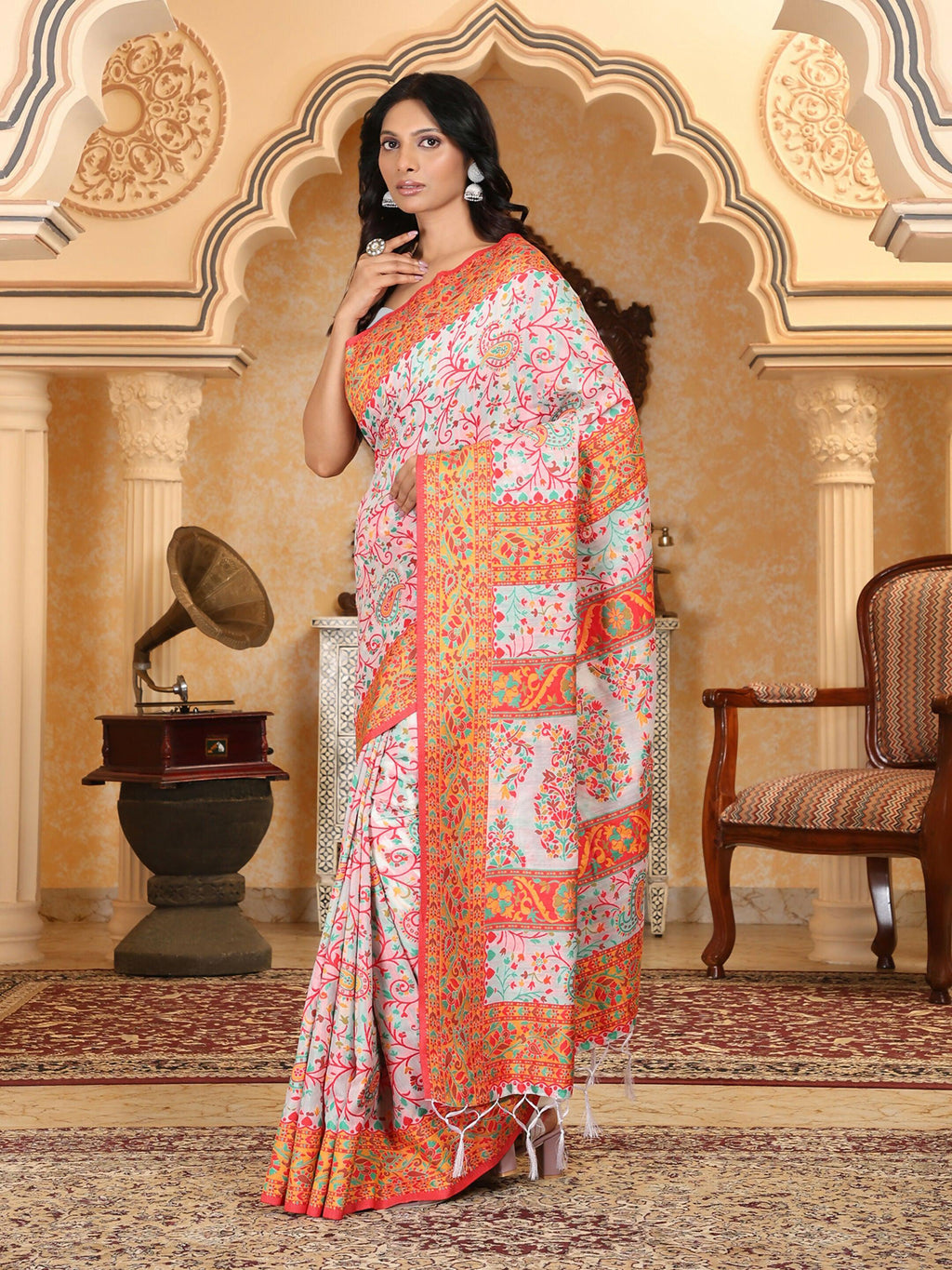Shree Shyam Fashion Linen Cotton(Woven Work) Multicolour Saree - Distacart