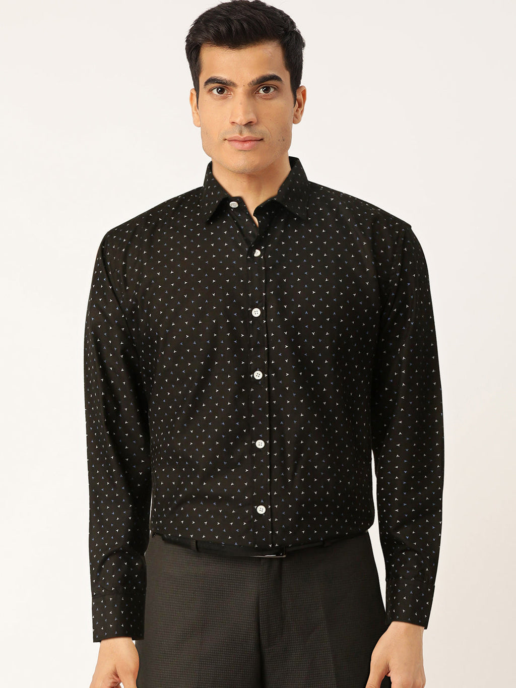 Jainish Black Men's Cotton Printed Formal Shirts ( SF 716Black ) - Distacart