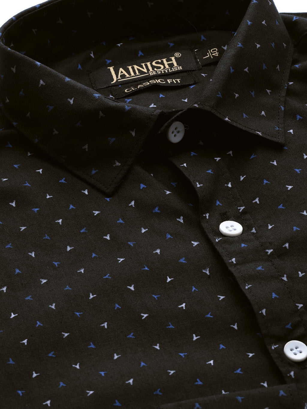 Jainish Black Men's Cotton Printed Formal Shirts ( SF 716Black ) - Distacart