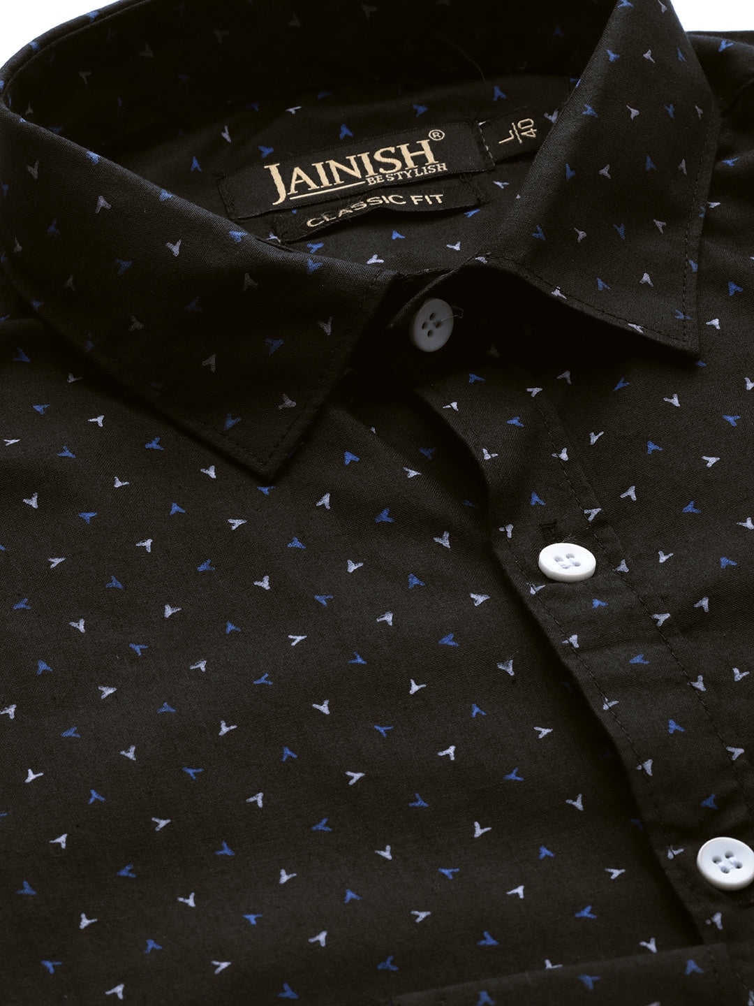 Jainish Black Men's Cotton Printed Formal Shirts ( SF 716Black ) - Distacart