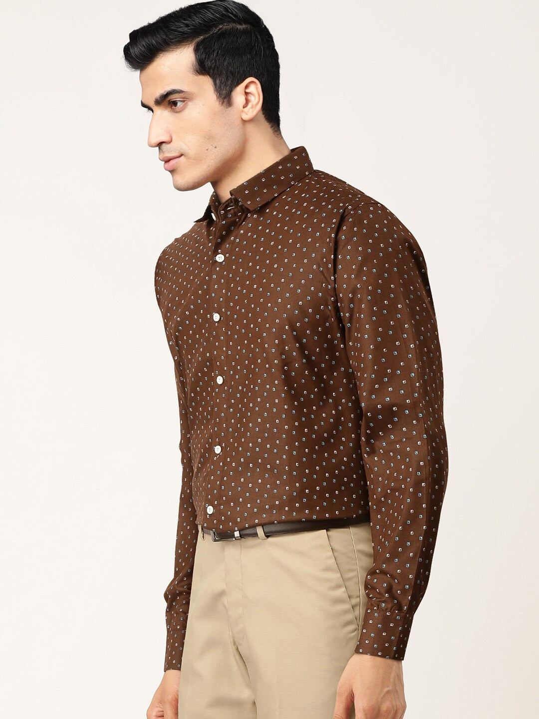 Jainish Brown Men's Cotton Printed Formal Shirts ( SF 716Coffee ) - Distacart