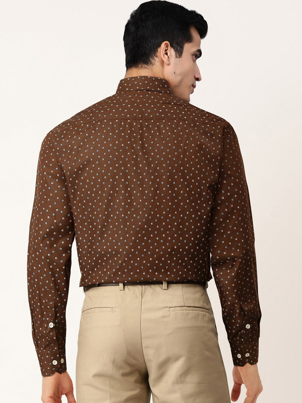 Jainish Brown Men's Cotton Printed Formal Shirts ( SF 716Coffee ) - Distacart