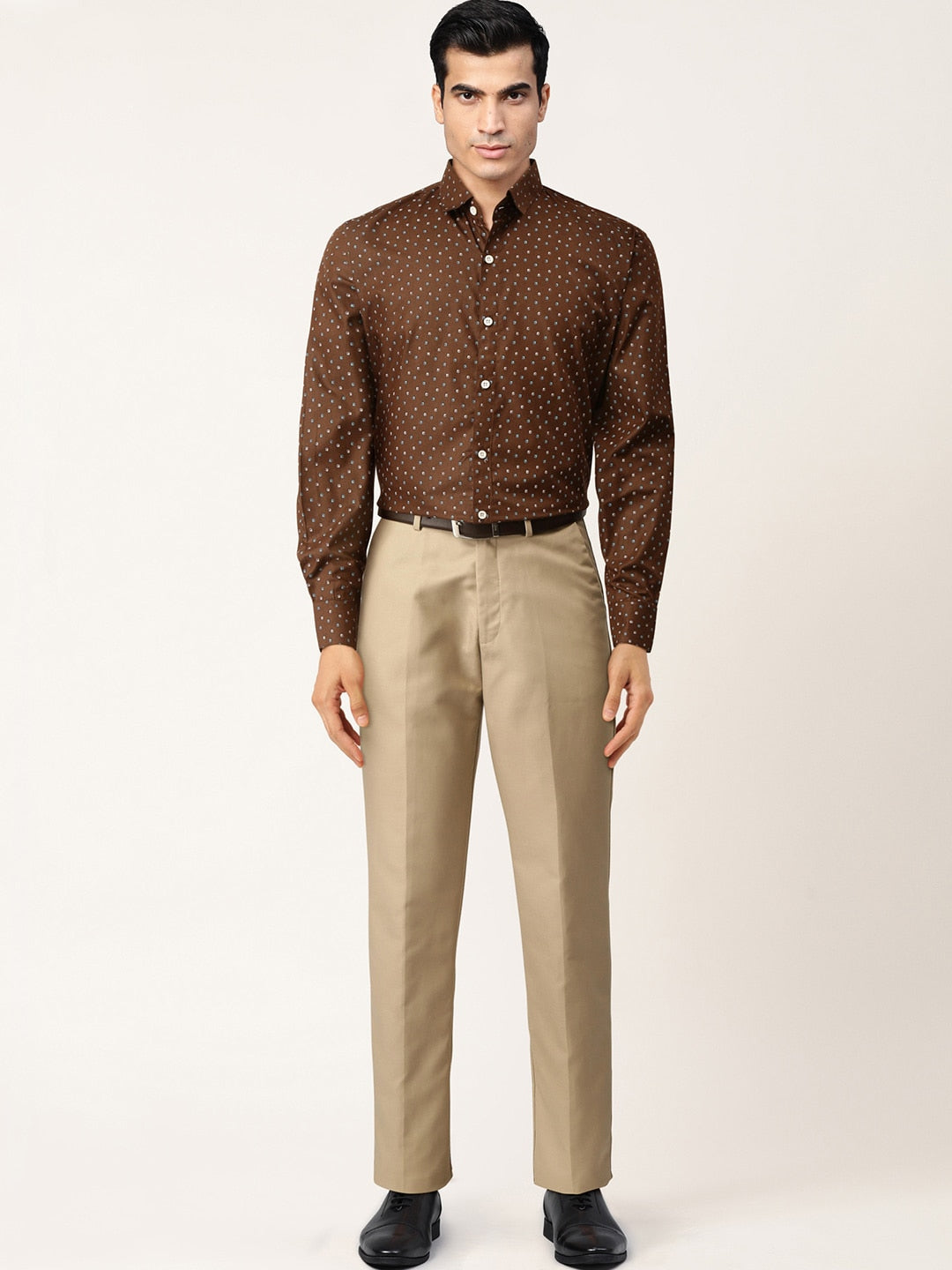 Jainish Brown Men's Cotton Printed Formal Shirts ( SF 716Coffee ) - Distacart