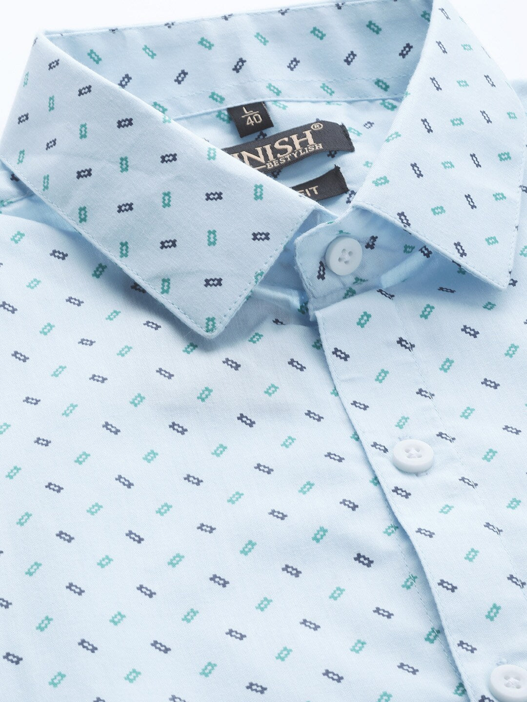 Jainish Blue Men's Cotton Printed Formal Shirts ( SF 716Sky ) - Distacart