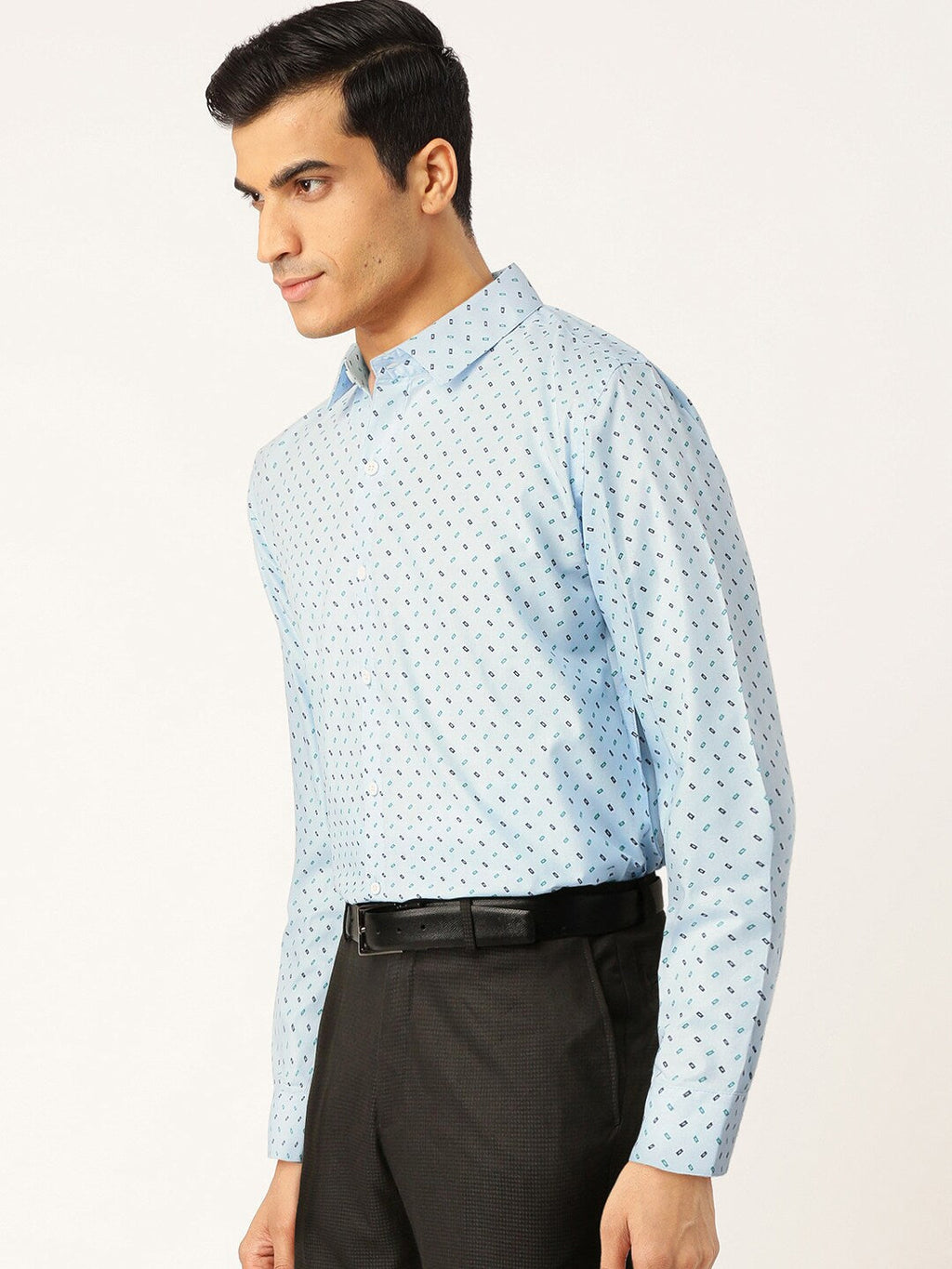 Jainish Blue Men's Cotton Printed Formal Shirts ( SF 716Sky ) - Distacart